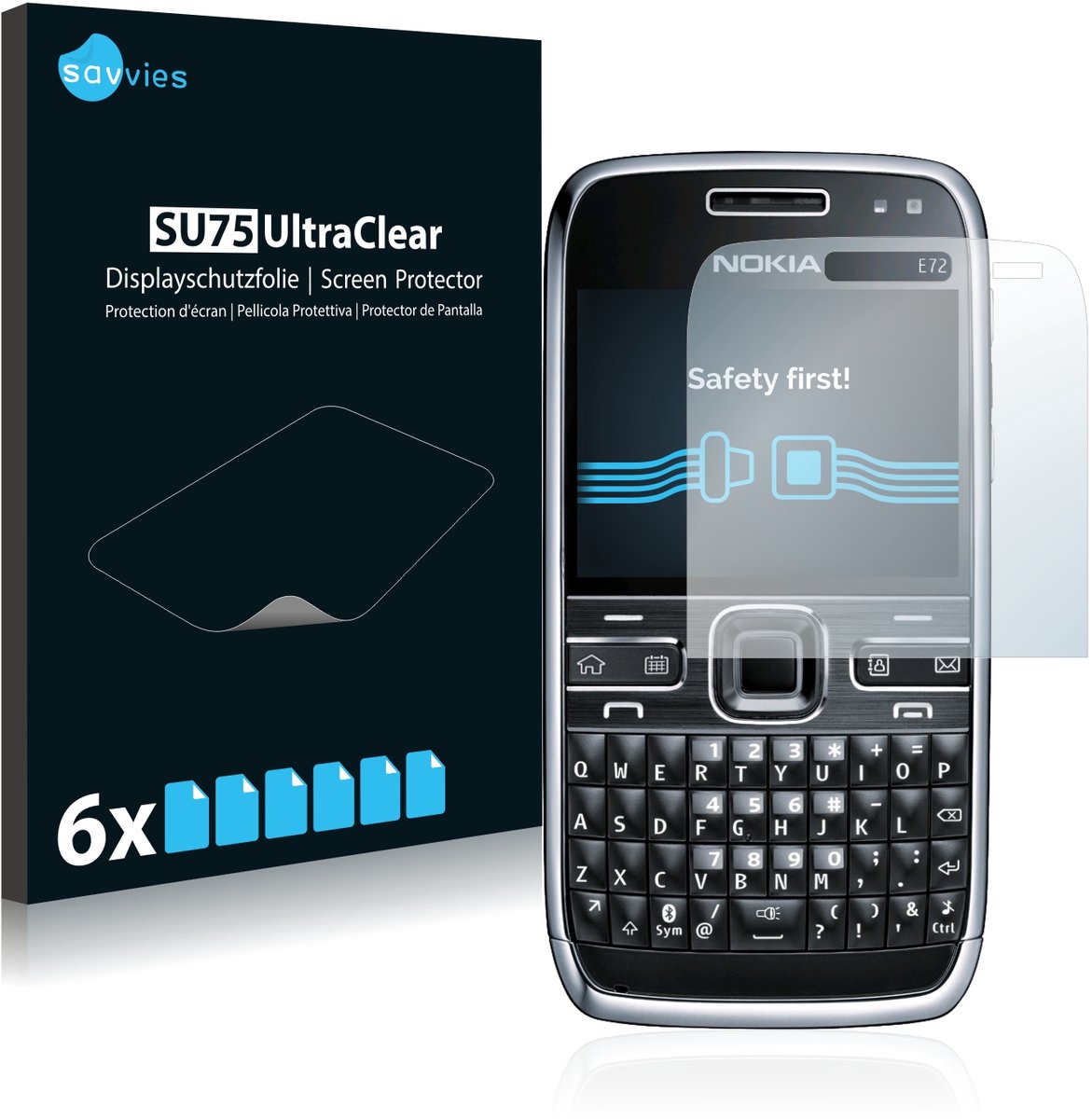 Savvies - Screenprotector voor Nokia E72 - Folie Beschermfolie transparant 6 Stuks
