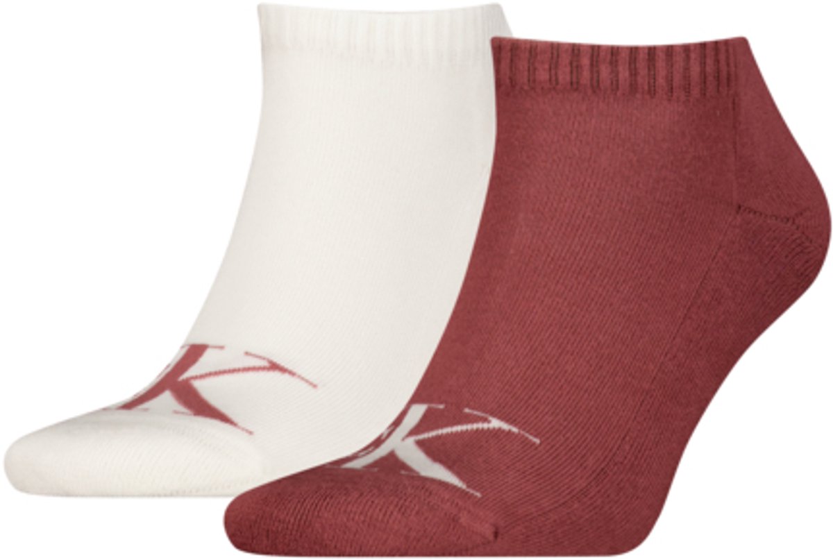Calvin Klein Jeans Heren Sneakersokken 2-Pack Monogram Burgundy Rood