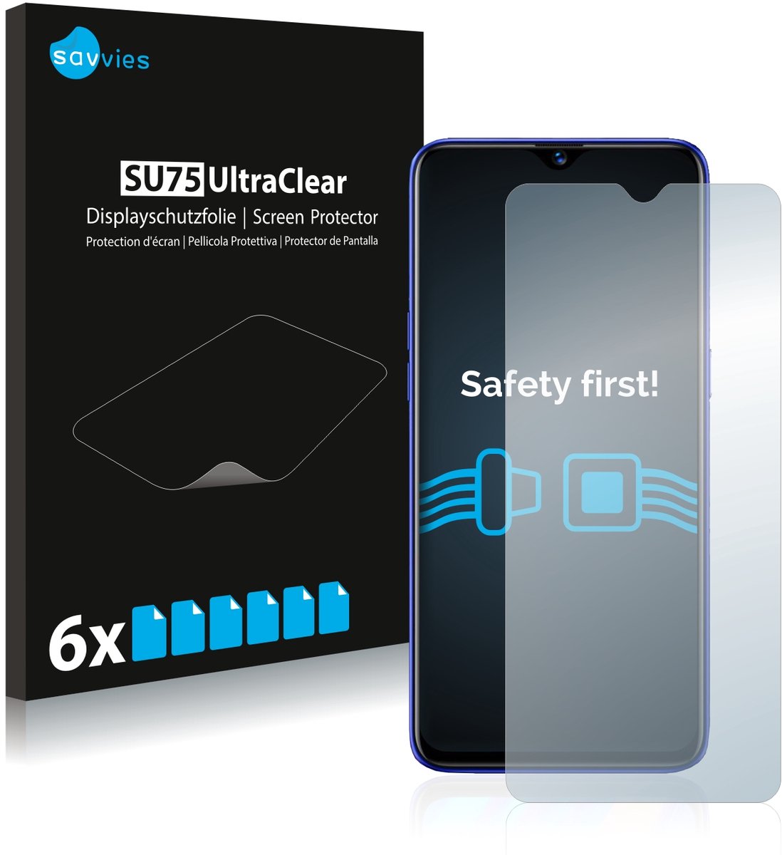 Savvies - Screenprotector voor realme 3 Pro - Folie Beschermfolie transparant 6 Stuks