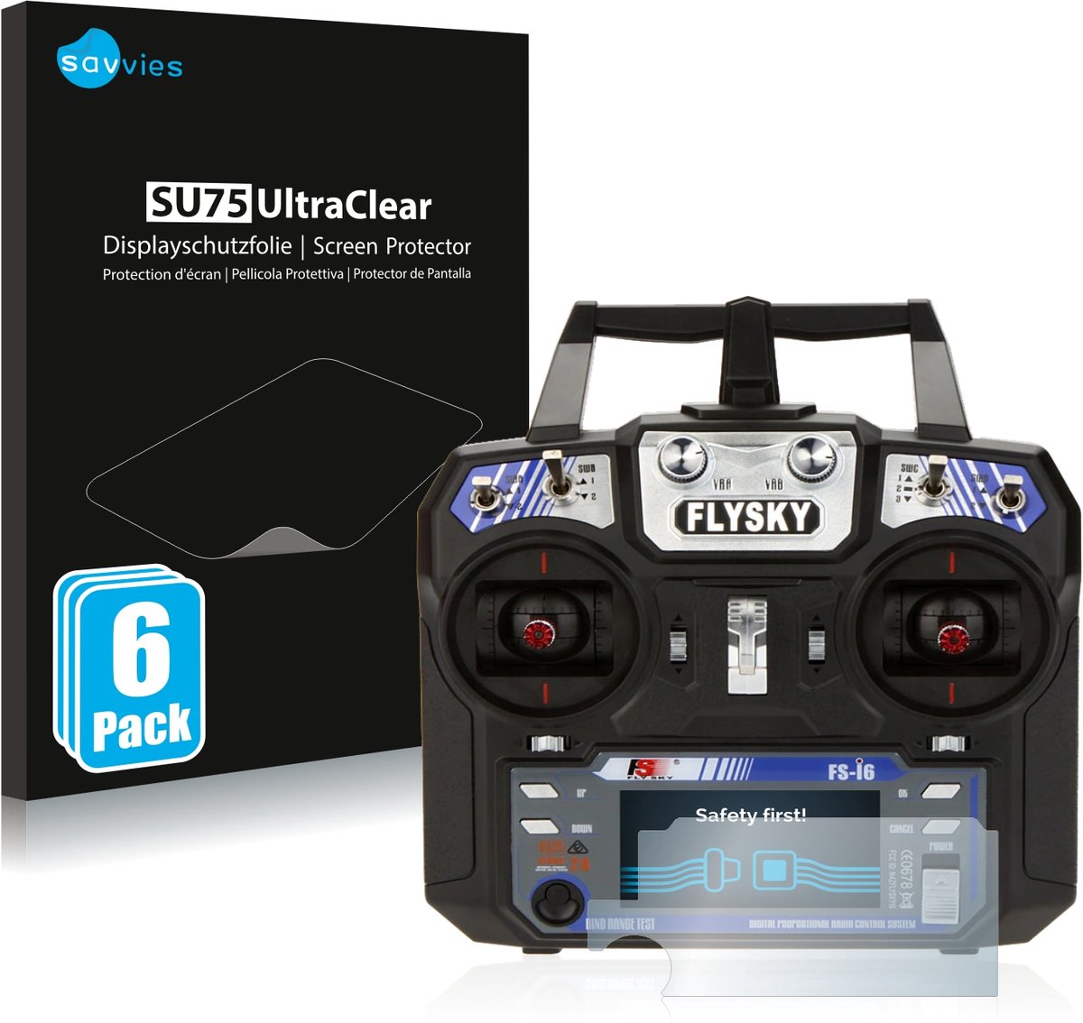 Savvies - Screenprotector voor FlySky FS-i6 - Folie Beschermfolie transparant 6 Stuks