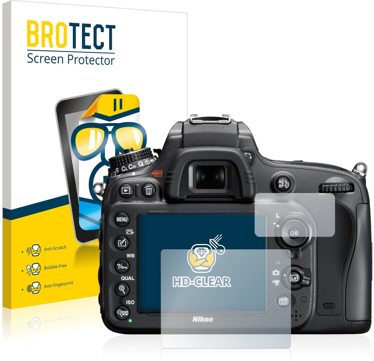 BROTECT - Screenprotector voor Nikon D610 - Folie Beschermfolie transparant 2 Stuks