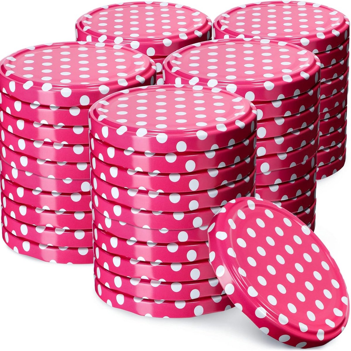 50 Stuks Schroefdeksels 82mm Metaal Twist-Off voor Potten en Weckpotten - Roze Gestipt