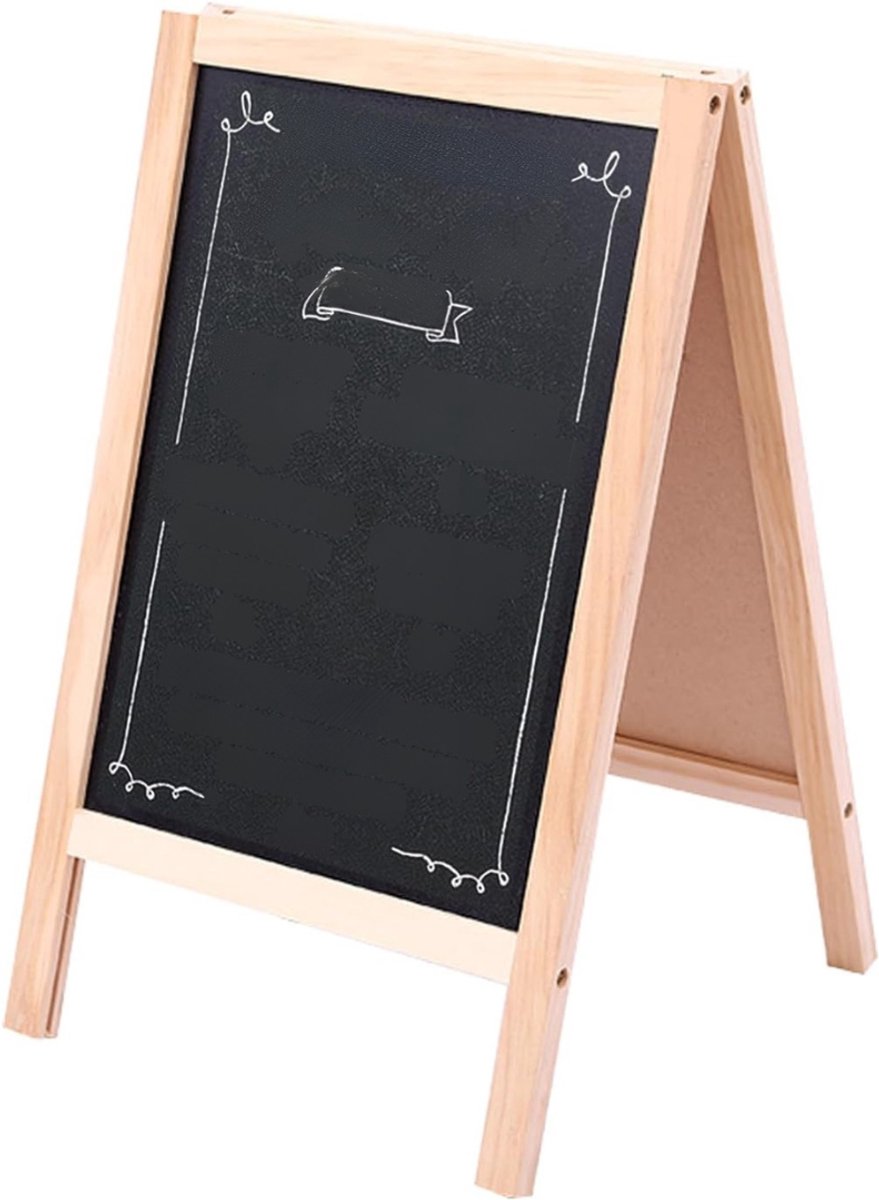 Zyrex® Staand tekenbord van ijzer in hoogte verstelbaar - dubbelzijdig - 360 graden draaibaar - Zwart en Bruin - 25cm x 25cm x 40cm