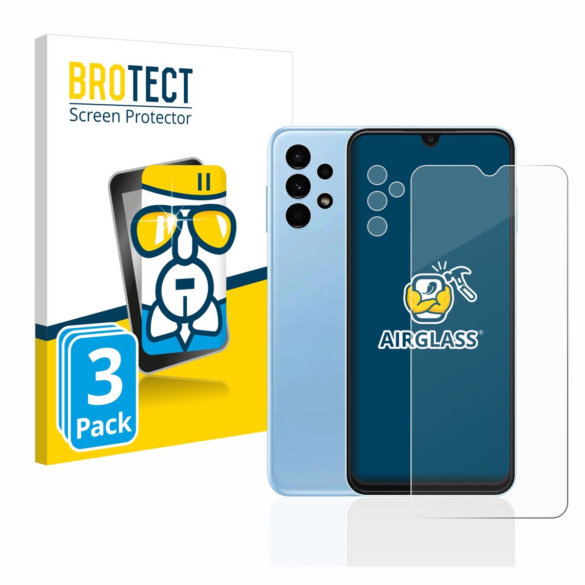 Screenprotector 3 Stuks voor Samsung Galaxy A13 (Voor+Camera) Beschermglas transparant