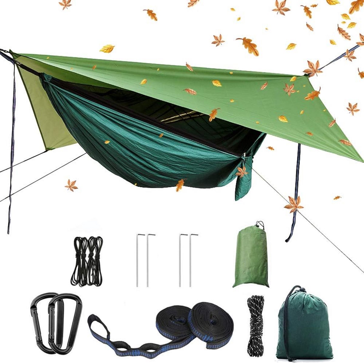 Dubbele Camping Hangmat met Muskietennet en Regencover - Lichtgewicht Reishangmat