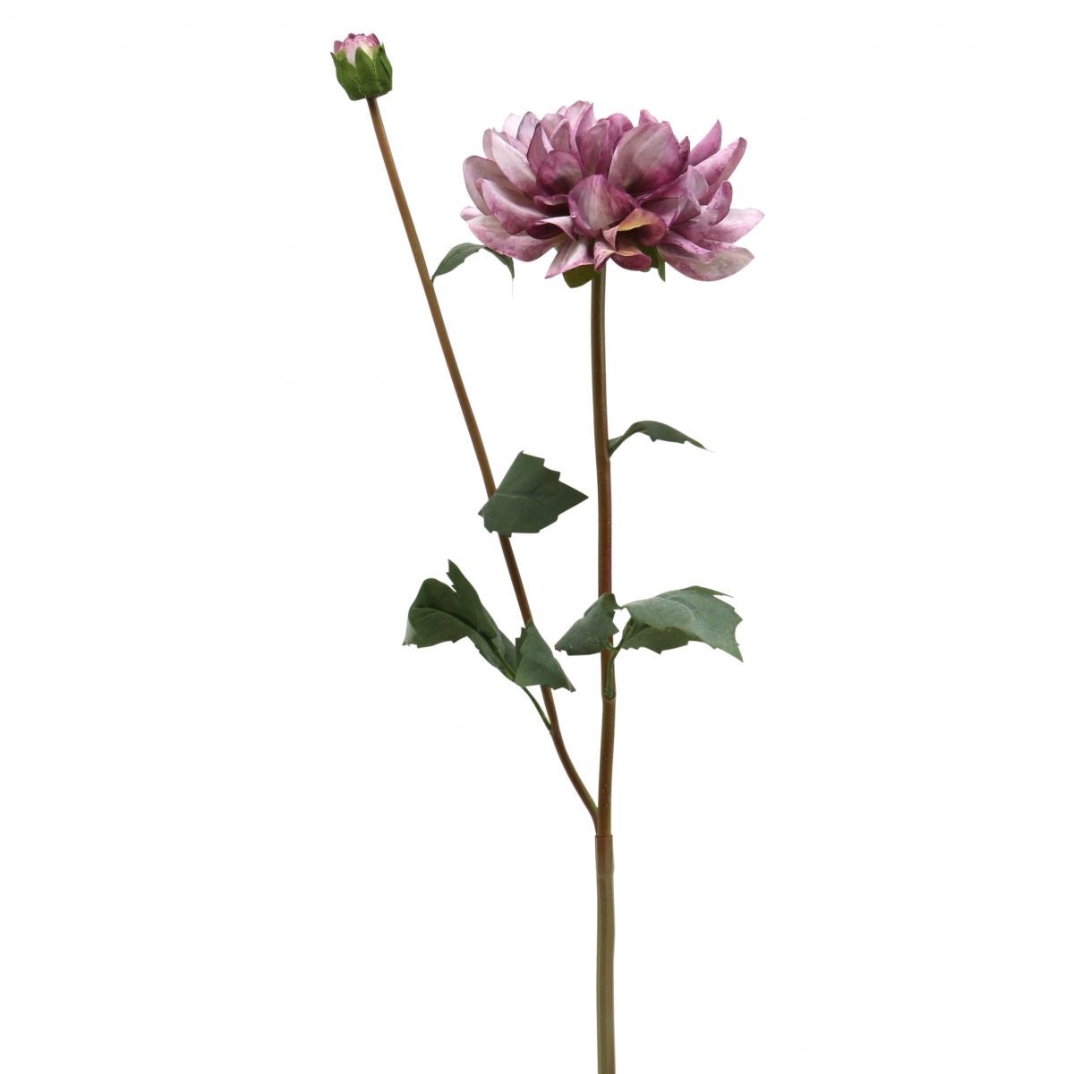 Viana Kunstbloem Dahlia Paarse zijden bloem en knop H57cm