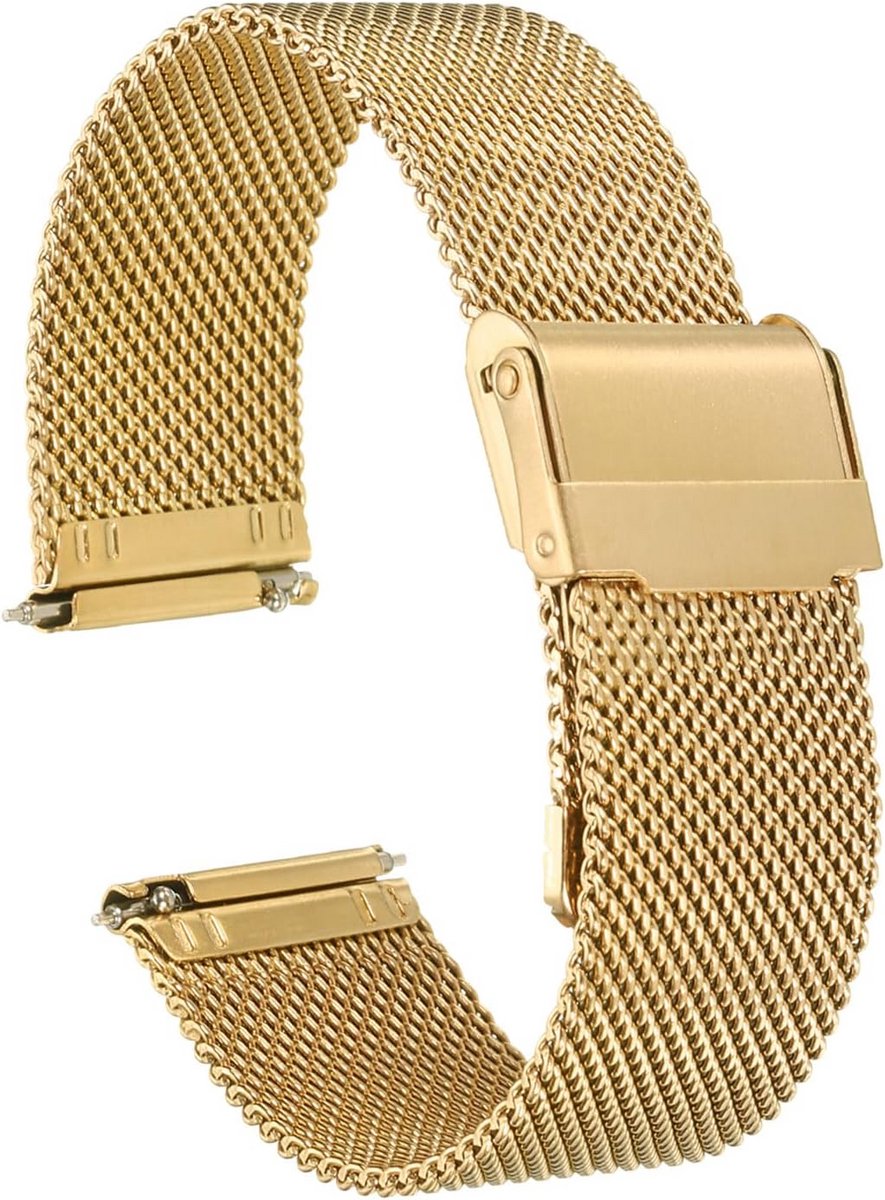 20mm Horlogeband Roestvrij Staal Goudkleurig Met Snelsluiting | Universele Metalen Band