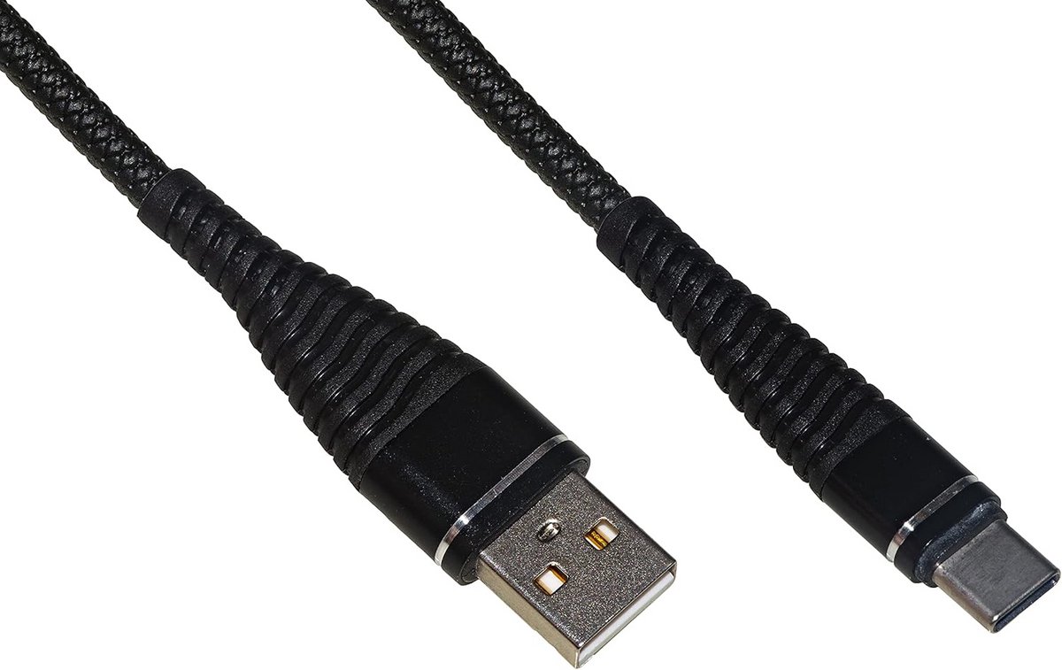 Duurzame USB-C Kabel 1 Meter Zwart - Gevlochten Nylon Oplaad- en Datakabel