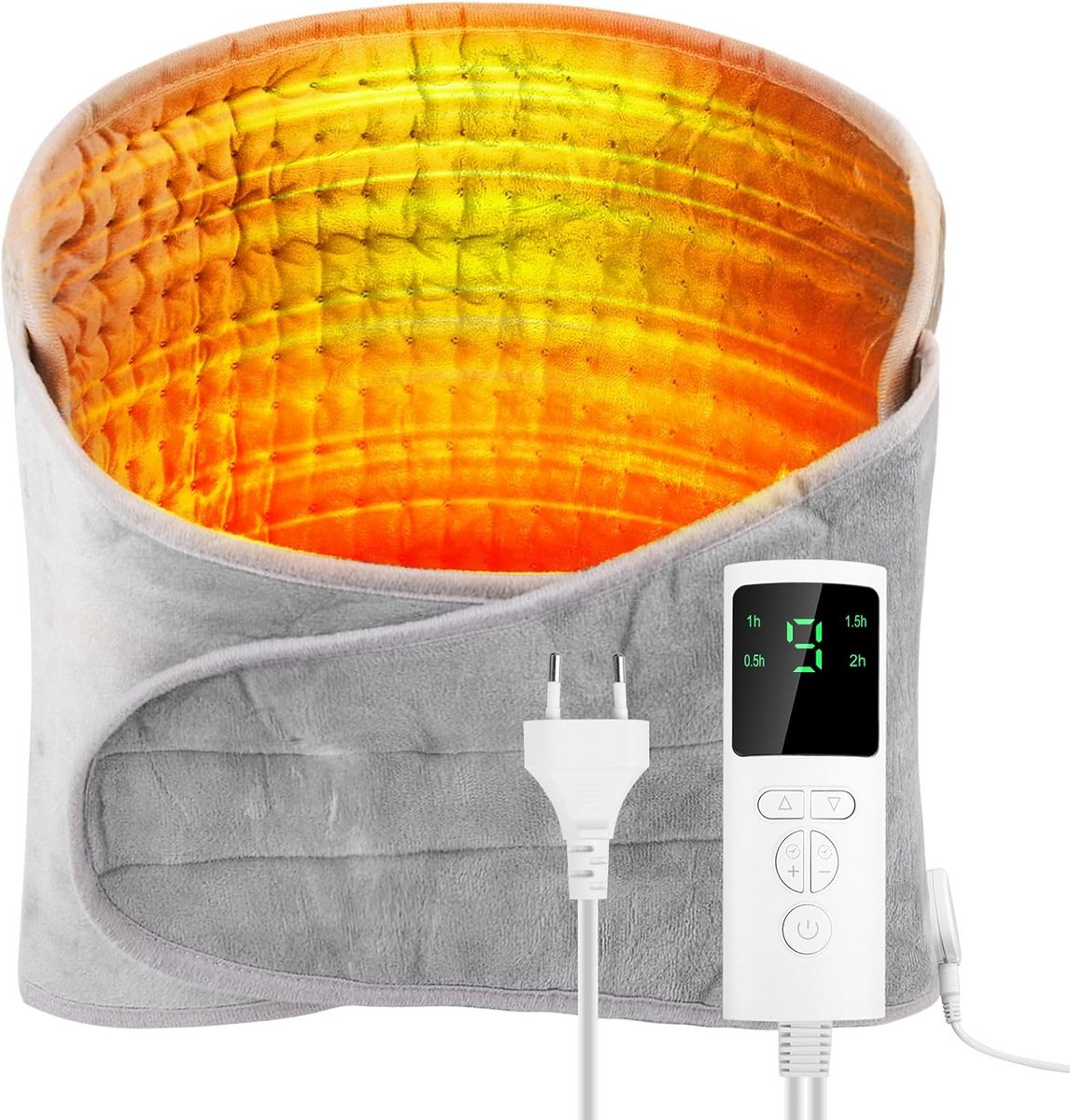 Elektrisch Verwarmingskussen - Warmtekussen Rug - Pijnverlichting Lichaam - Huidvriendelijk Kristalfluweel - 125 x 30 cm - Grijs