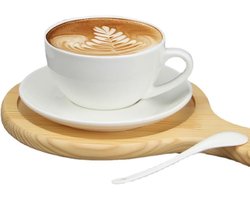 Koffiekop met schotel - Cappuccino mok Latte art mok - Genieten van koffie - Compleet met lepel - 320 ml