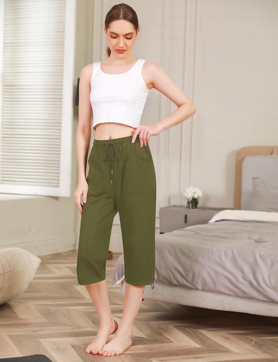 Comfortabele 3/4 Capri Broek voor Dames - Katoen Zomer Joggingbroek met Zakken — afbeelding 4
