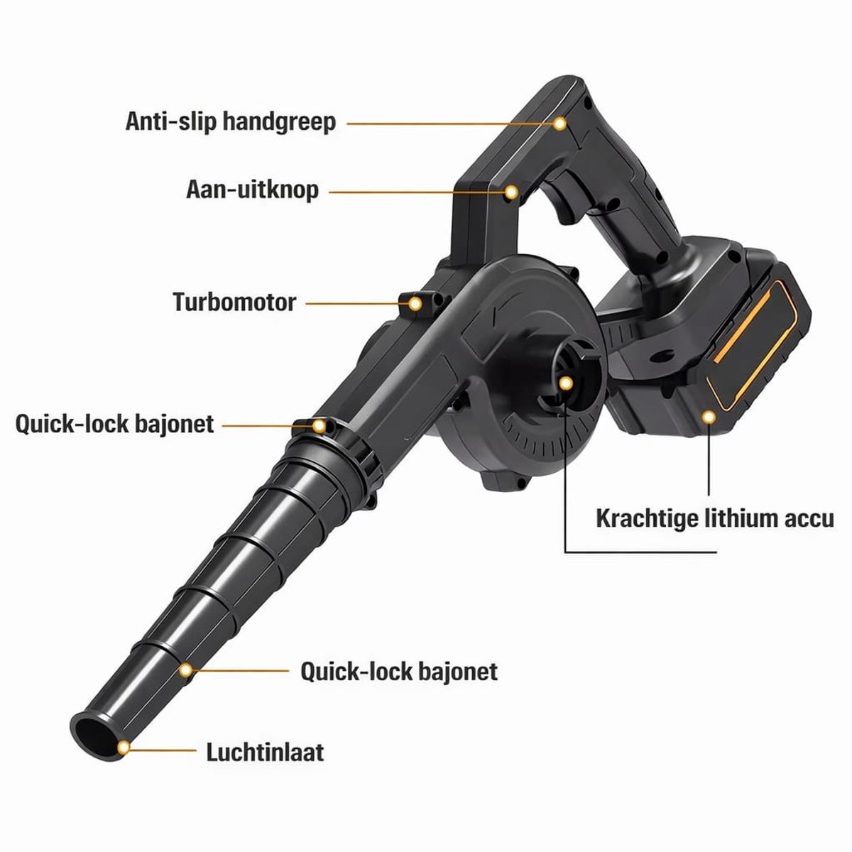 2-in-1 Accu Bladblazer & Stofzuiger 18V – Borstelloze Motor – Inclusief 4.0Ah Accu & Snellader – Lichtgewicht & Krachtig – foto 3