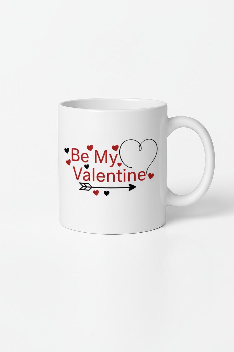 Valentijn Mok "Be My Valentine" met Hartjes - Romantisch Keramisch Cadeau