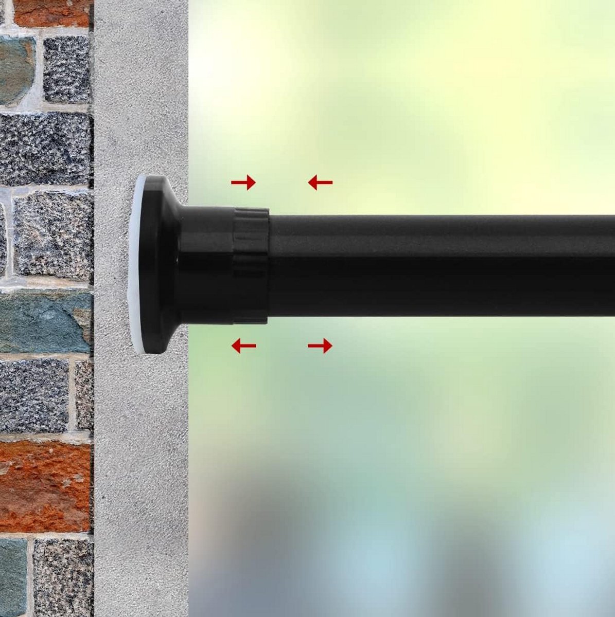 Verstelbare Spanroede zonder Boren voor Gordijnen en Roomdivider (Zwart, 203-300 cm)