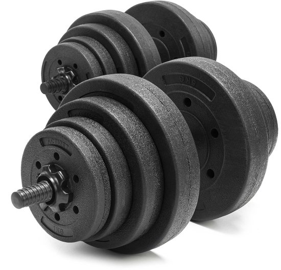 Actiget® Dumbells Set - 20 KG - 2 x 10 KG - Set van 2 stuks - Zwart