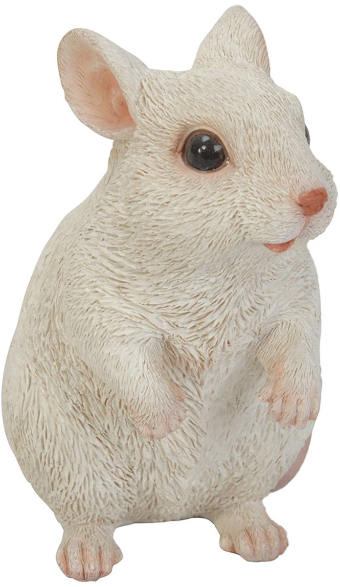 HotAnt Tuinbeeld dieren - Kleine muis - Wit (Polystone) - Voor buiten - Tuin decoratie - Cadeau
