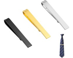 Dasspeld -Stropdasclip - Klassieke stropdasklem - 3 Stuks - Stropdasklem - Voor Formele en Semi-Formele Gelegenheden - Zwart, zilver, goud