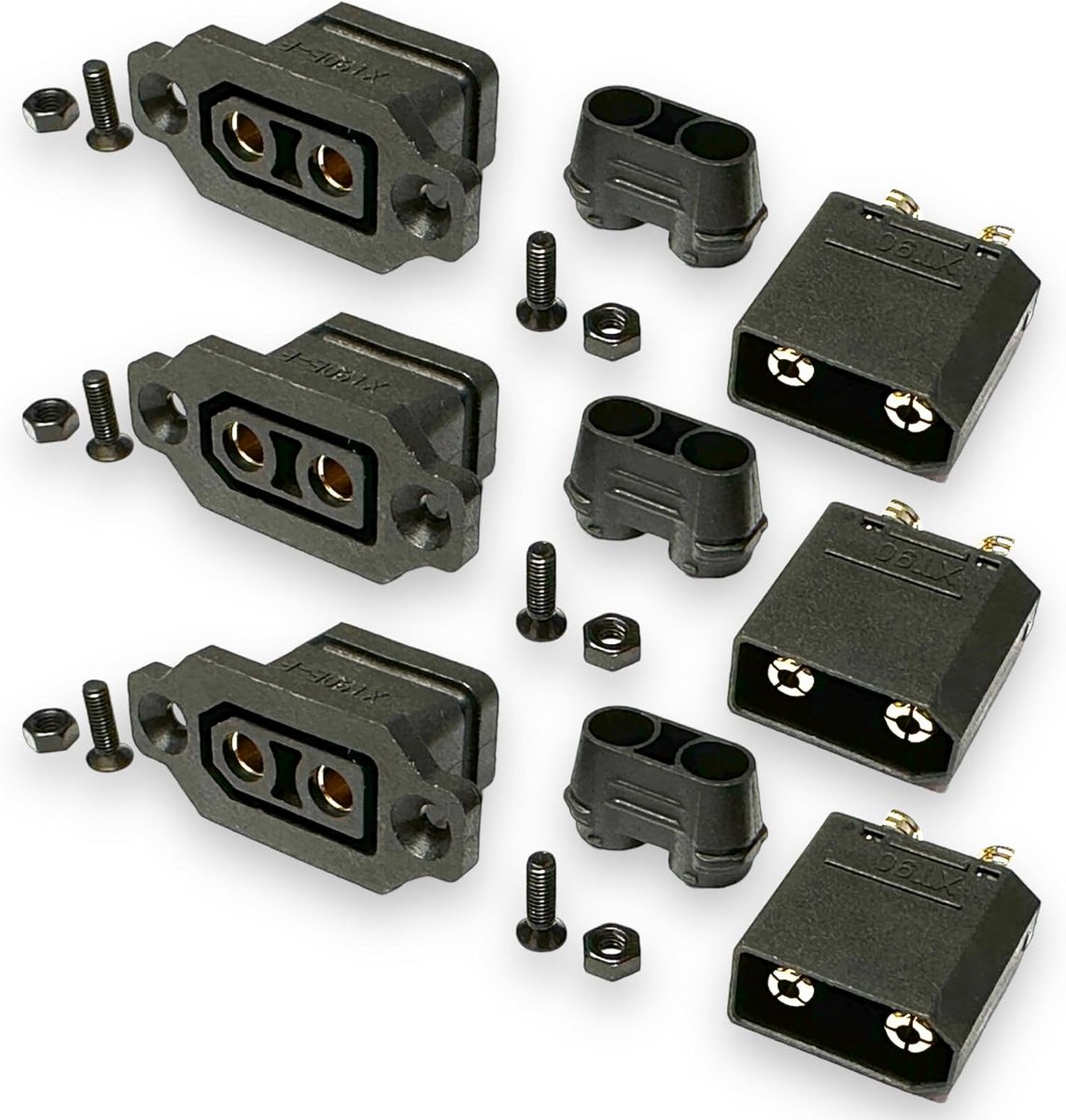 3 Paar 2-Pin XT90 Batterij Connectoren Set met Kappen en Schroeven voor Modelbouw en RC