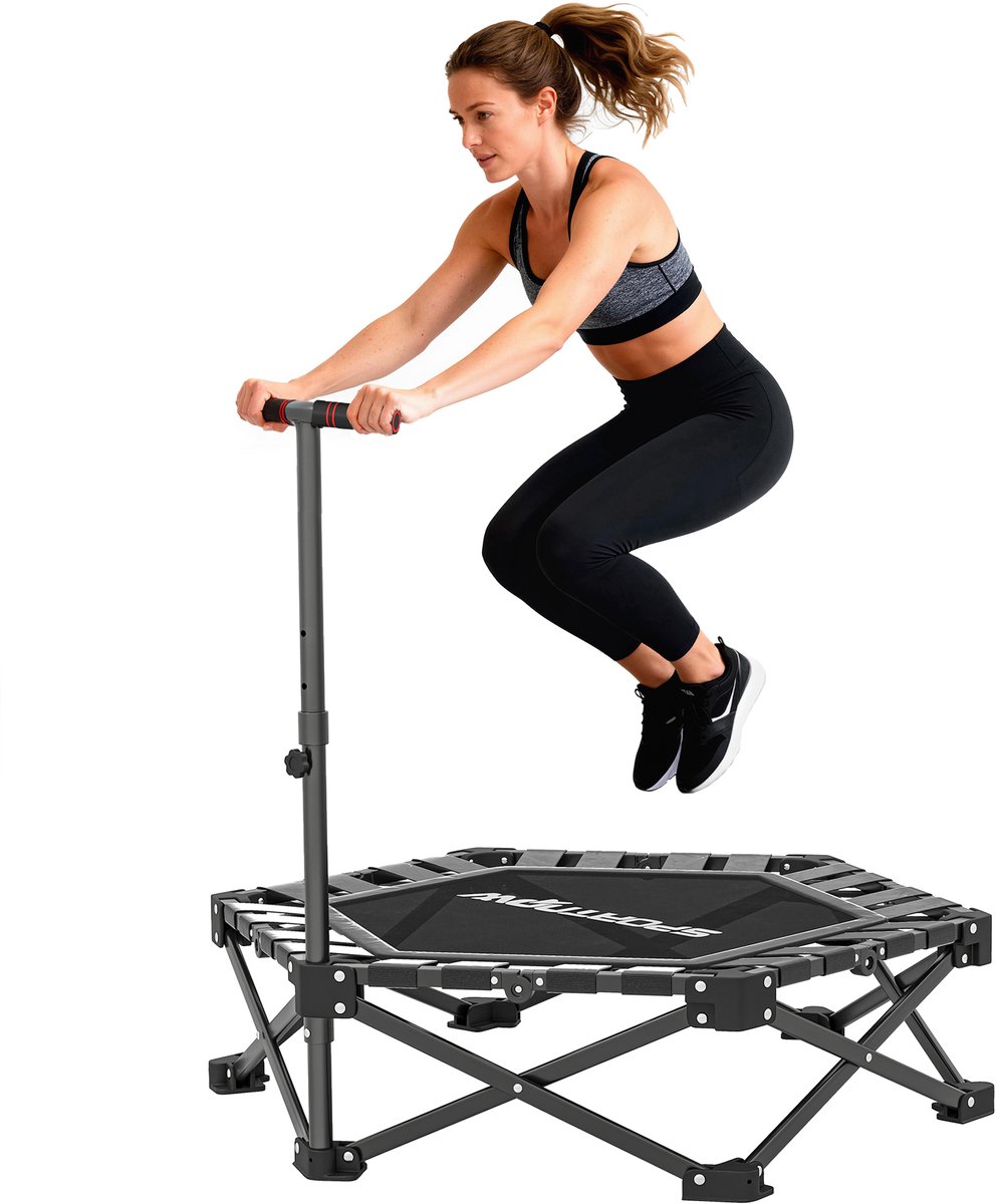 Sportnow Fitness Trampoline-Staal, Kunststof-104L x 104B x 114H cm-Zwart