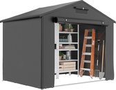 Outsunny Tuinschuur-Staal, PE-247L x 180B x 202H cm-Donkergrijs