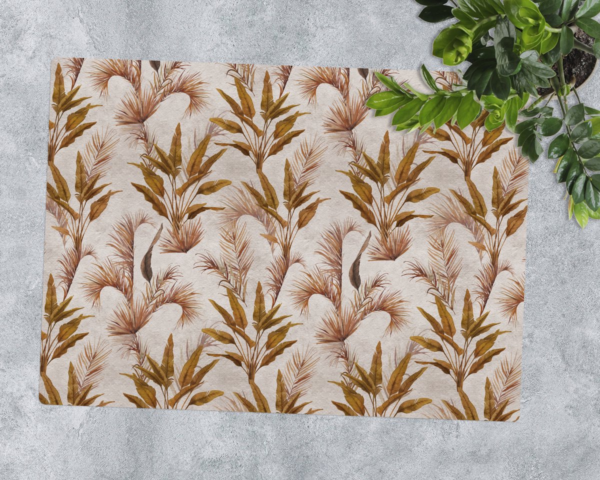 Coloray Vloerbeschermer - Natuurlijke weelderige vegetatie Bureaustoel Vloerbeschermer - 120x90 cm - Bruin Bureau Stoel Mat - Vloerbeschermer PVC - Mótif Bureaustoelmat - Rechthoekige Mat - Natuur Thema