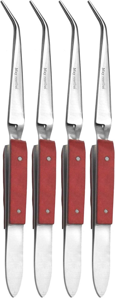 Set van 4 Soldeerpincetten met Schuine Punt - Kruispincet RVS