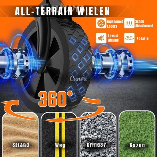 RWB® Bolderkap Opvouwbaar Luchtbanden - Bolderkar - Bolderkar Opvouwbaar - blauw - 160 kg - 42 x 68 van RWB® — afbeelding 4