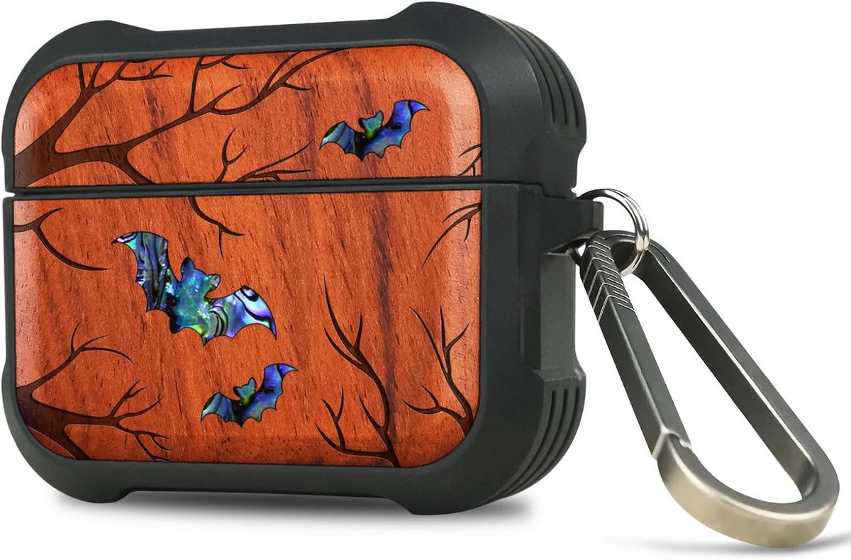 Houten AirPods Pro Hoesje met Titanium Sluiting - Schokbestendige Bescherming