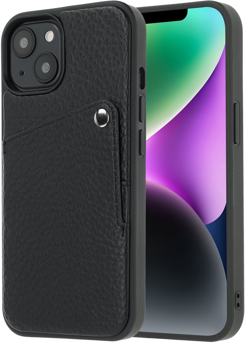 Selencia Hoesje - Geschikt voor Apple iPhone 14 / 13 - Backcover met Pashouder - Zwart