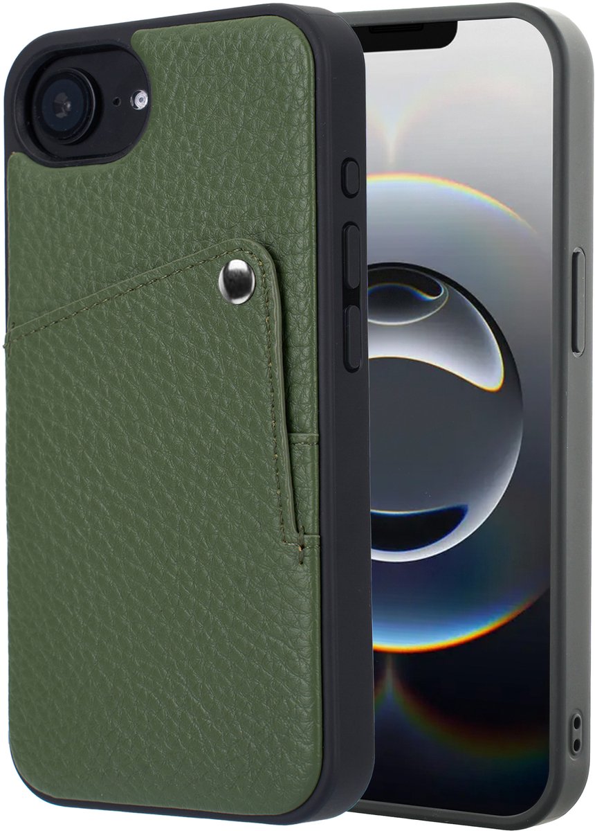 Selencia Hoesje - Geschikt voor Apple iPhone 17e / 16e - Backcover met Pashouder - Sage Green
