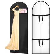 2 stuks - Kledinghoes - 180×60cm - Kledinghoes Lang - Kleding hangend beschermer met ritssluiting - Jurkhoes - Beschermhoes voor kleding - Kleding Opbergtas - Kledingtas - Kledingzakken - Stofdicht - Voor Trouwjurken, Avondjurken - Zwart en wit
