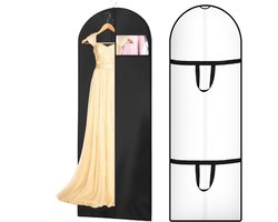 2 stuks - Kledinghoes - 180×60cm - Kledinghoes Lang - Kleding hangend beschermer met ritssluiting - Jurkhoes - Beschermhoes voor kleding - Kleding Opbergtas - Kledingtas - Kledingzakken - Stofdicht - Voor Trouwjurken, Avondjurken - Zwart en wit