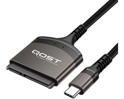Qost - USB-C naar Sata Adapter - Zwart - Aluminium - 6 Gbps - 22 Pin 2.5" - Sata Kabel naar USB-C - Sata to USB