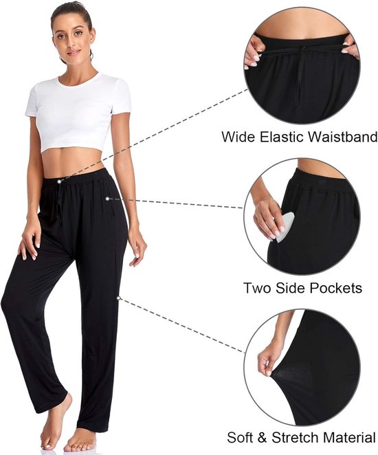 Comfortabele Losse Yoga en Sportbroek voor Dames met Brede Pijpen en Zakken — afbeelding 5
