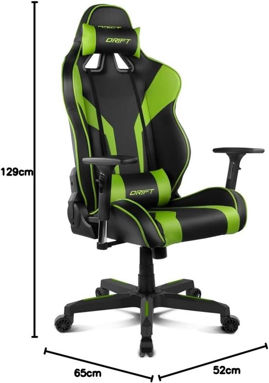 Professionele Gaming Stoel Groen/Zwart - Verstelbaar, Kantelbaar en Ergonomisch van Merkloos — afbeelding 5