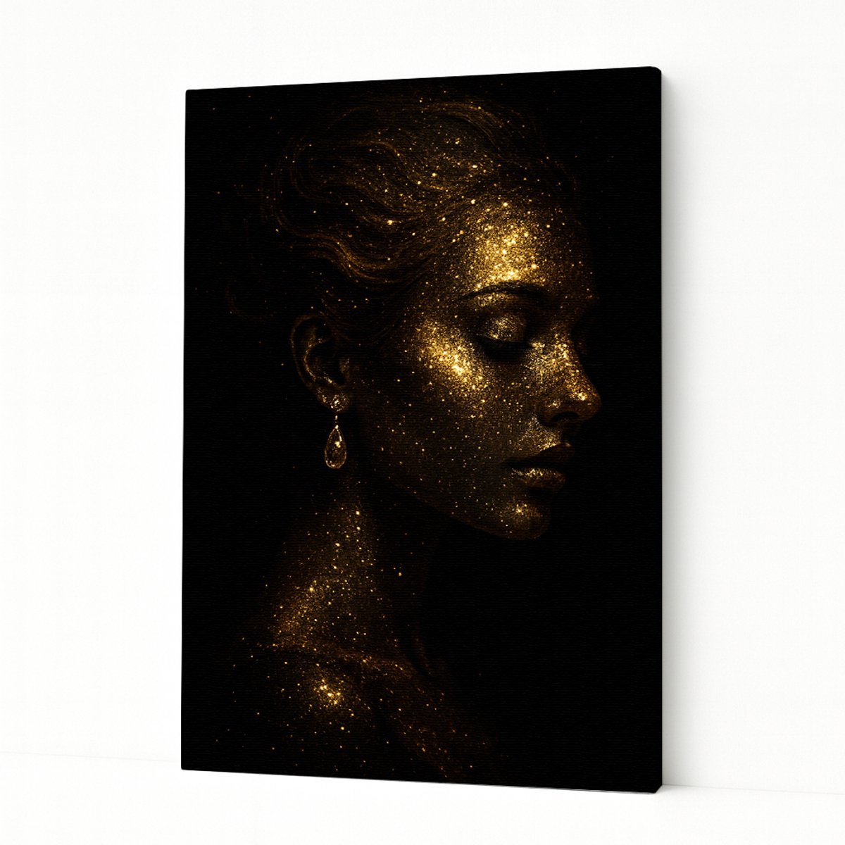 Gouden profielportret - Kunstobject - Canvas schilderij - 50x70 cm