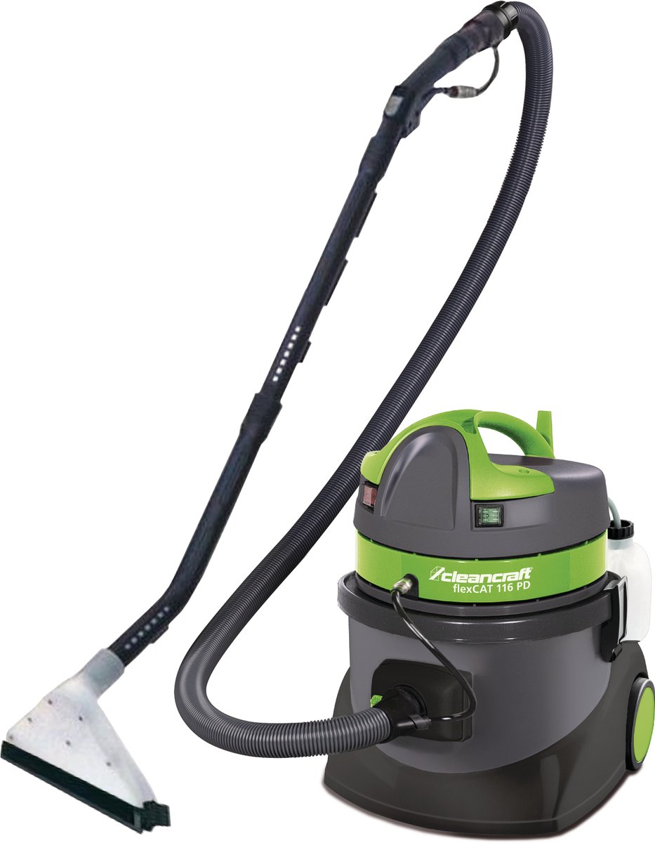 Nat- en droogzuiger met sproei functie - textiel reiniging - 16 liter kunststof tank - 1 motor 1,2 kW 230 V - 73,4 dB(A) Cleancraft FLEXCAT 116 PD