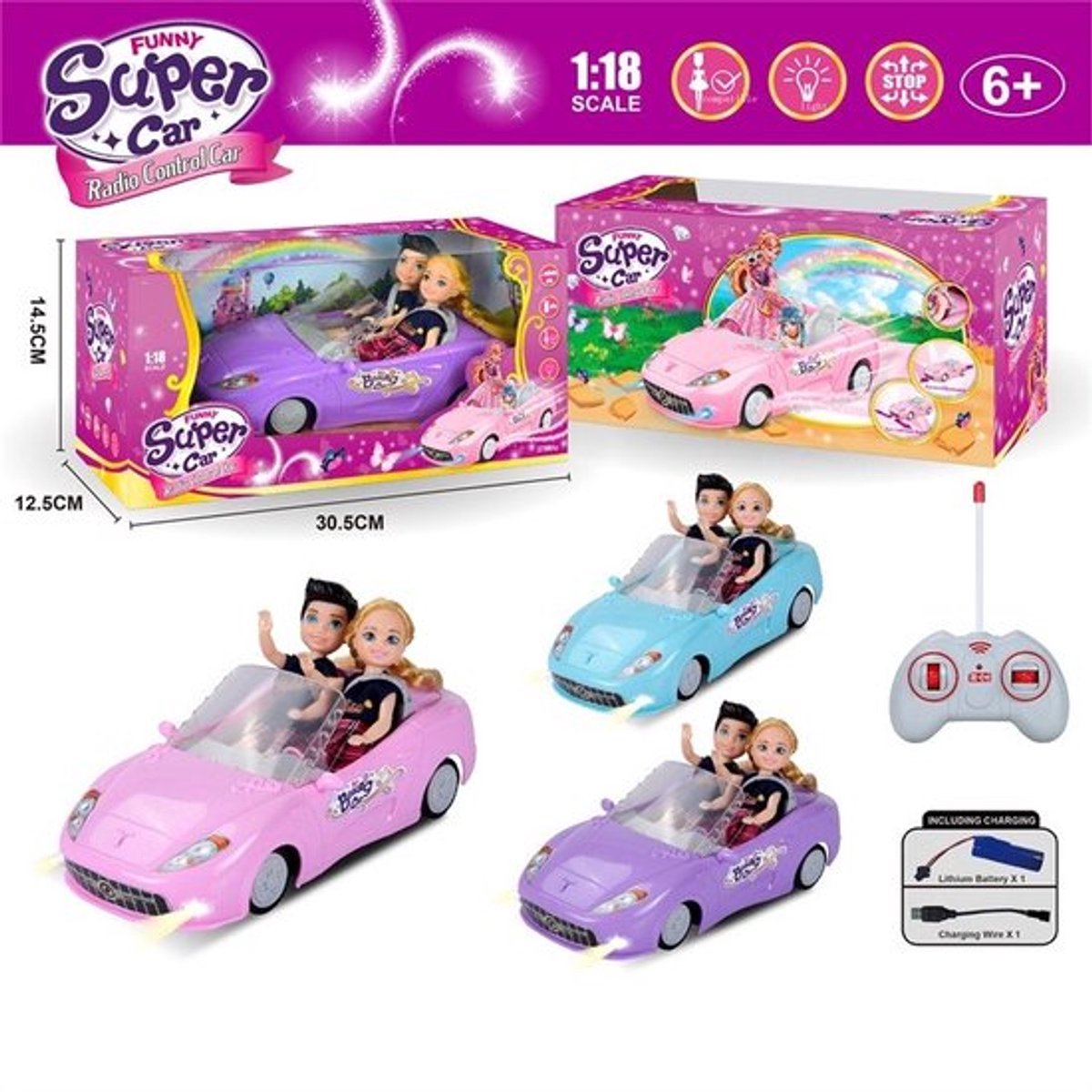 RC Voertuig Blauw Auto - Remote Control - Speelgoedauto - Met Oplaadbare Batterij - Inclusief 2 Figuren - Gebruiksvriendelijk