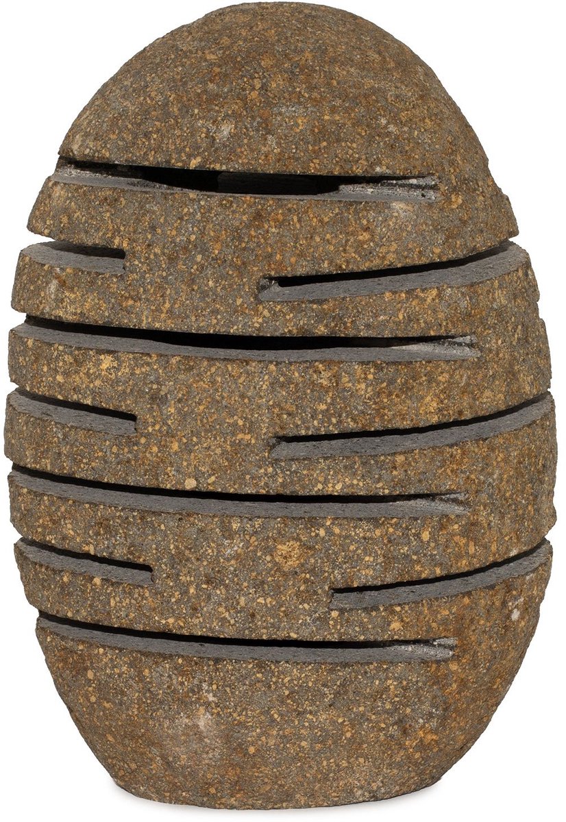 Ancient Wisdom Natuurlijke rivierstenen kaarsenhouder - Staande stenen houder (10x13x22cm)