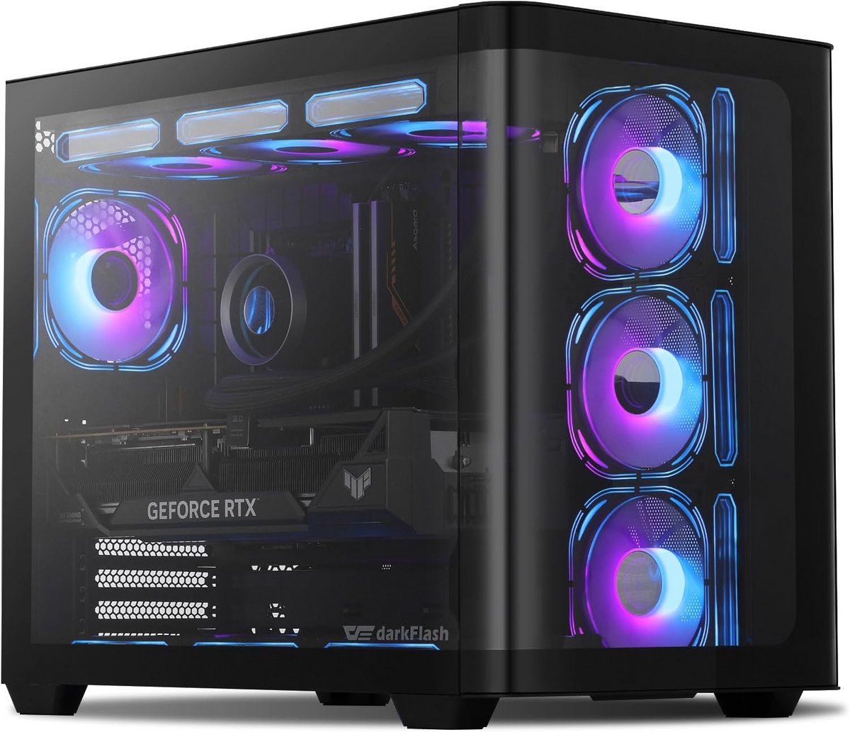 ATX Mid-Tower Gaming PC Behuizing met 4 ARGB Fans en Gebogen Glas