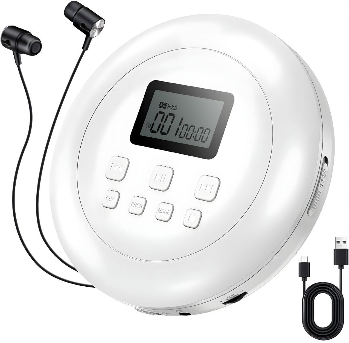 DnA® CD Speler - Draagbare CD Speler - Portable CD Speler - Wit - 22cm x 18cm x 5cm