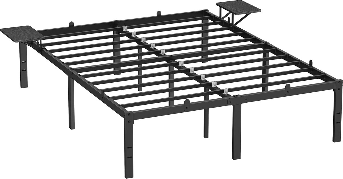 VASAGLE - Bed - Metalen Bed - Gastbed met Opbergplanken - Eenvoudige Montage