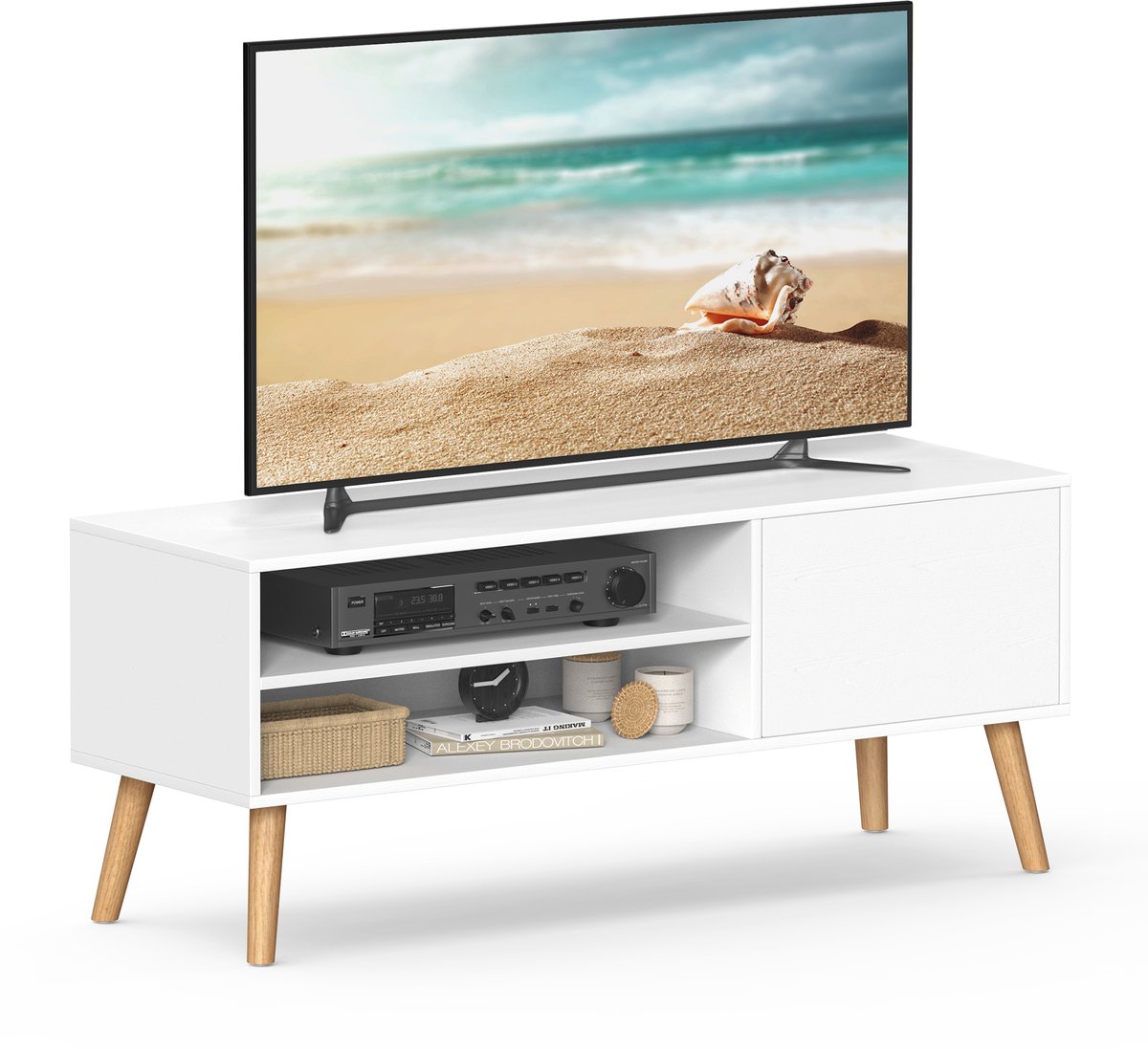 Vasagle TV Meubel - Modern Design - Geschikt voor Woonkamer Wit