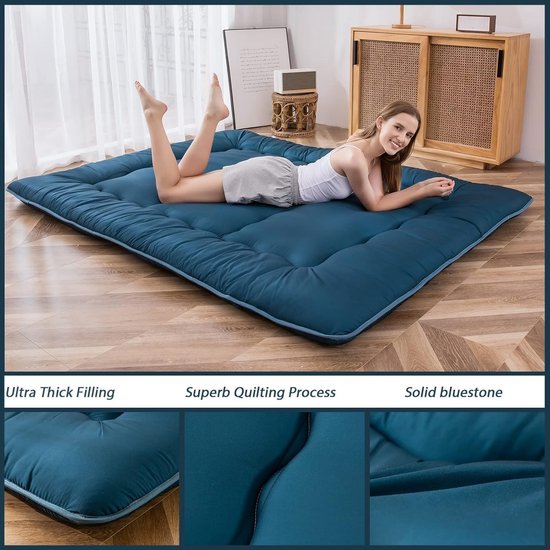 Vloermatras Futon - Japanse Mat - Slapen en Ontspannen - Opvouwbaar en Rolbaar - 190x90cm - Geel — afbeelding 4