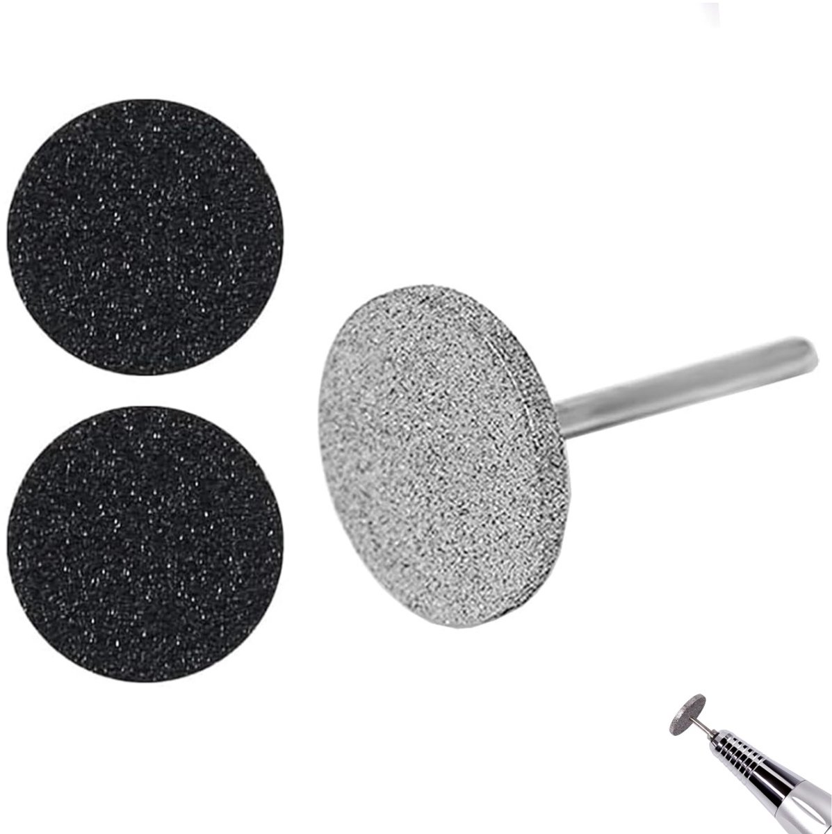 Schuurschijfjes voor nagelfrezen - Nagelpolijstkop - met 2 schuurschijven - gebruikt voor het knippen van nagels, het verwijderen van dode huidcellen en nagriemen - geschikt voor thuisgebruik, salons en doe-het-zelf - 2×2cm