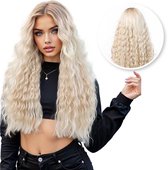 SassyGoods Luxe Blonde Pruik Blond Lace Wig Krullen - Pruiken Dames Lang Haar - Haarwerk - Wasbaar - 70 cm