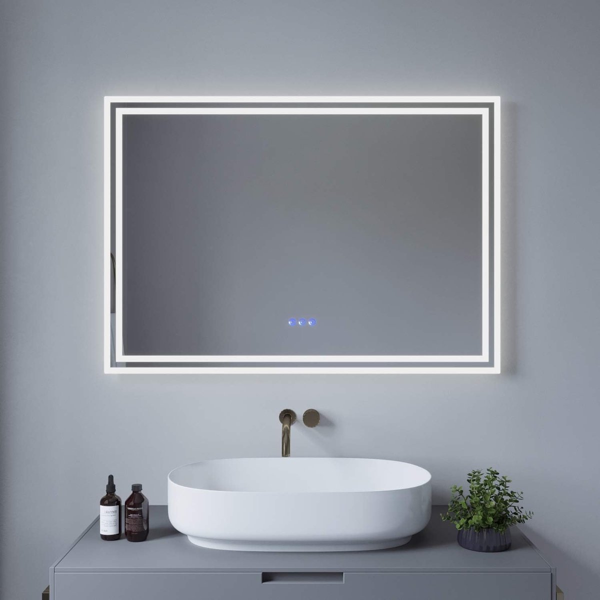 Badkamerspiegel met verlichting - Wandspiegel licht - Badkamer verlichten - Dimbare touch-schakelaar - 100x70cm