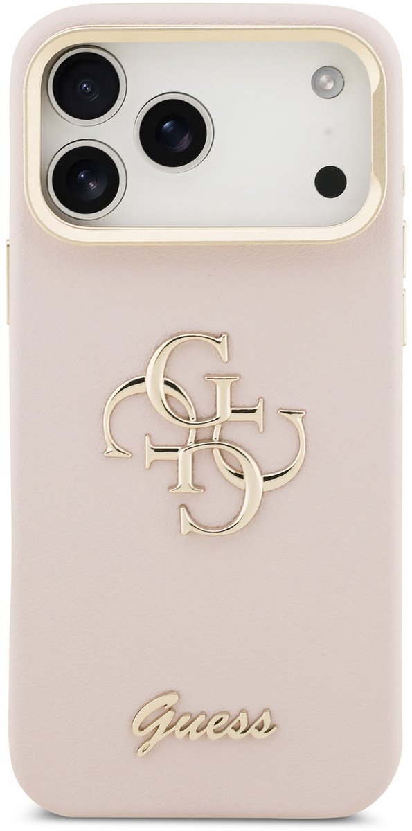 Guess 4G Logo met Camerastand functie geschikt voor iPhone 17 Pro Max hoesje - Roze
