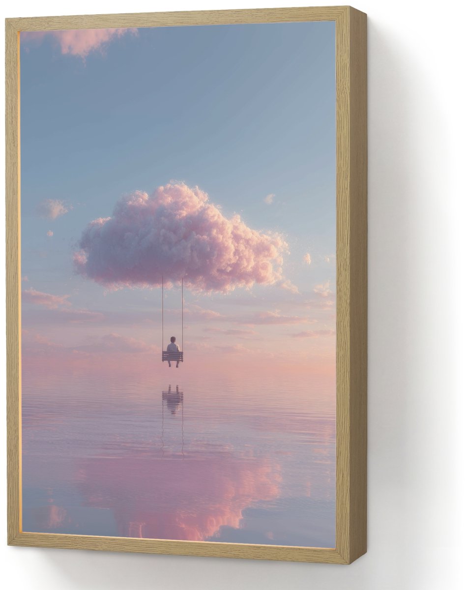 Wandlamp 40x60 cm - Oplaadbaar - Wolk - Schommel - Kleurrijke lucht - Wandlampen binnen wo