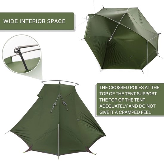 Solayne Tent - Outdoor - Kampeertent - Koepeltent - Lichtgewicht tent - Waterdichte tent - UV Preventie&Ademend - 2 Personen - Groen van Solayne Tent — afbeelding 2